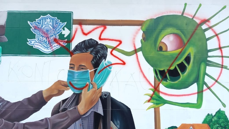 Mural Ingatkan Protokol Kesehatan di Medan Dirusak 