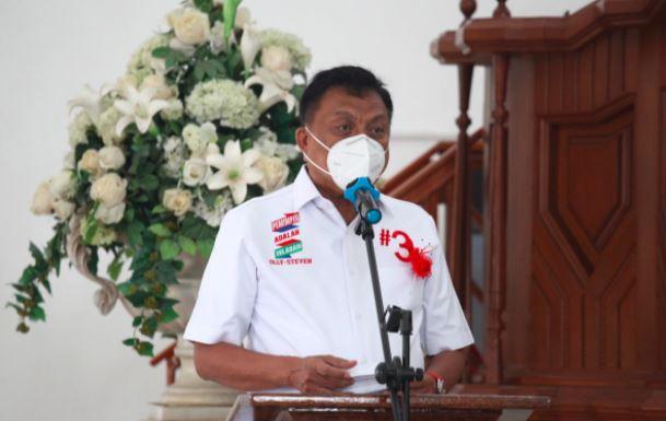 Hadiri Ibadah 3 Gereja di Minahasa, Olly: Terapkan Terus 3 M Kita Selamat