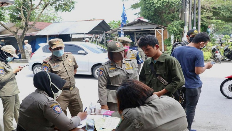 Satgas Covid-19 Razia Masker di Medan Helvetia, 59 Warga Terjaring