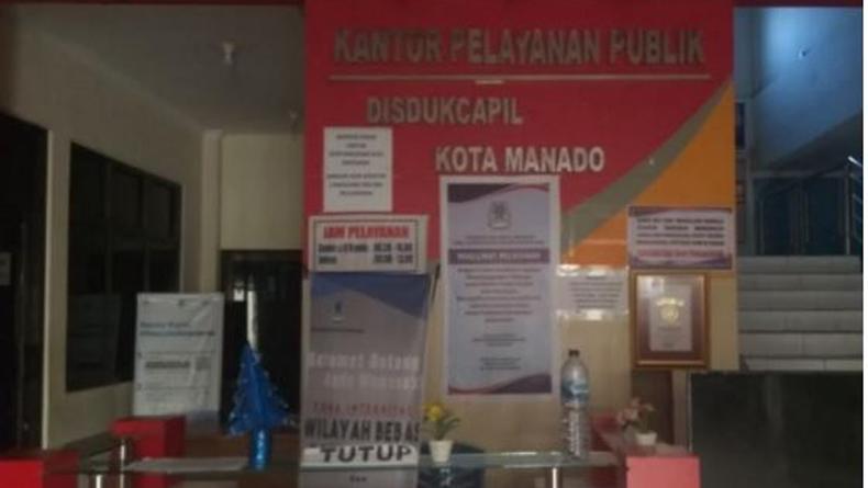 Kantor Disdukcapil Manado Tutup Sementara usai 5 Pegawai Positif Covid