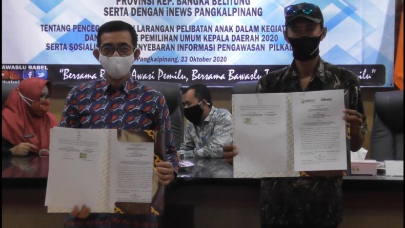 Kawal Pilkada Serentak, Bawaslu Babel MoU dengan iNews TV Pangkalpinang