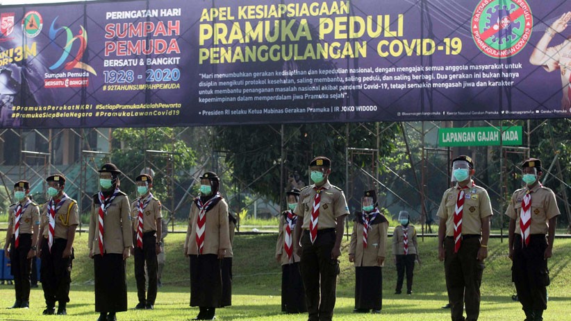 Hari Sumpah Pemuda, Pramuka Gelar Apel Kesiapsiagaan Menanggulangi Covid-19 - Bagian 2