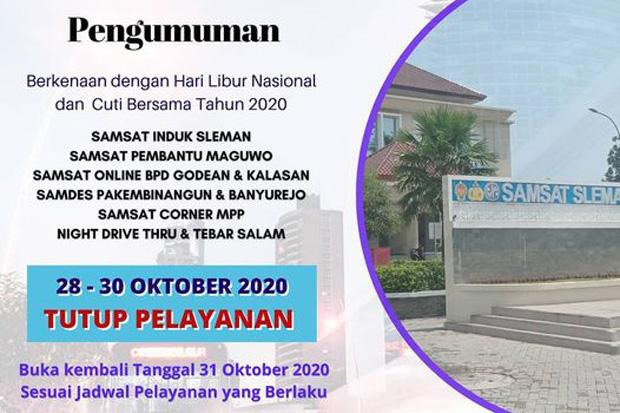 Libur Panjang,  Layanan Samsat Sleman Tutup 3 Hari