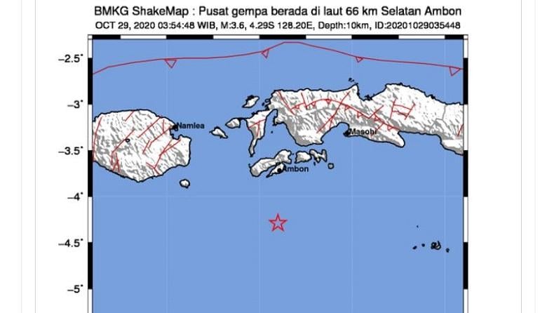 Gempa M3,6 Guncang Ambon, Tak Berpotensi Tsunami