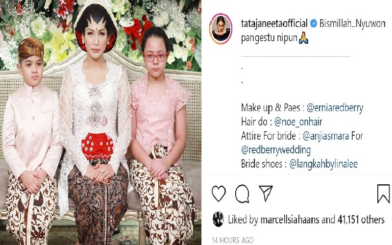 Penyanyi Cantik asal Bandung Tata Janeeta Menikah di Jogja