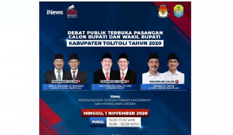Debat Publik Terbuka Pilkada Kabupaten Tolitoli Ditayangkan iNews