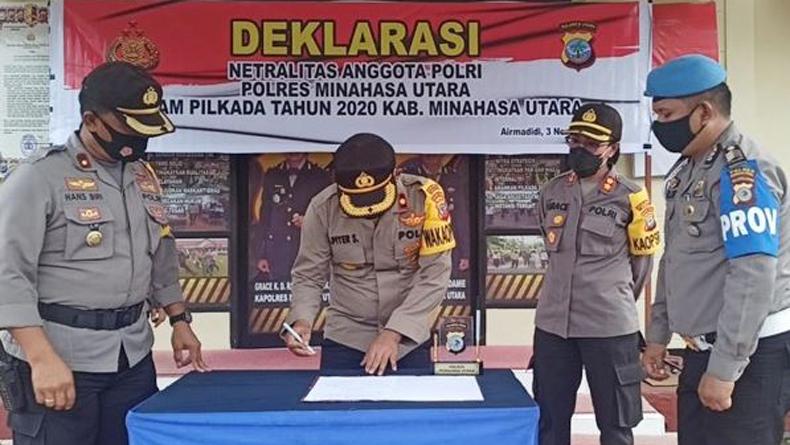 Deklarasi Polres Minut Komit Jaga Netralitas Polri dalam Pilkada Serentak 2020