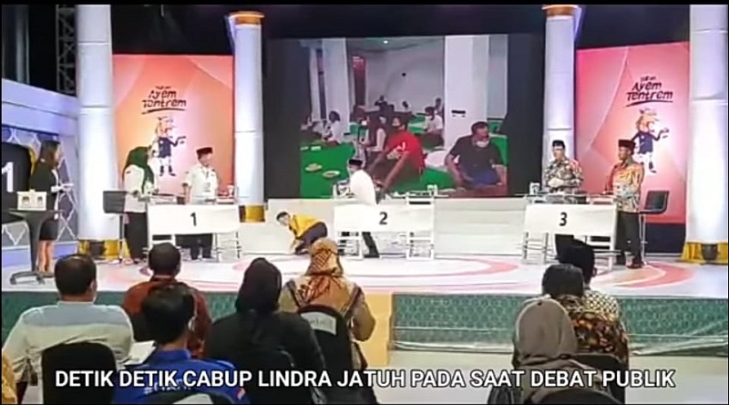Viral, Calon Bupati Tuban Halindra Faridzki Jatuh di Tengah Acara Debat