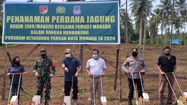 Dukung Program Ketahanan Pangan, Kodim 1309 dan Pemkot Manado Tanam Jagung Perdana