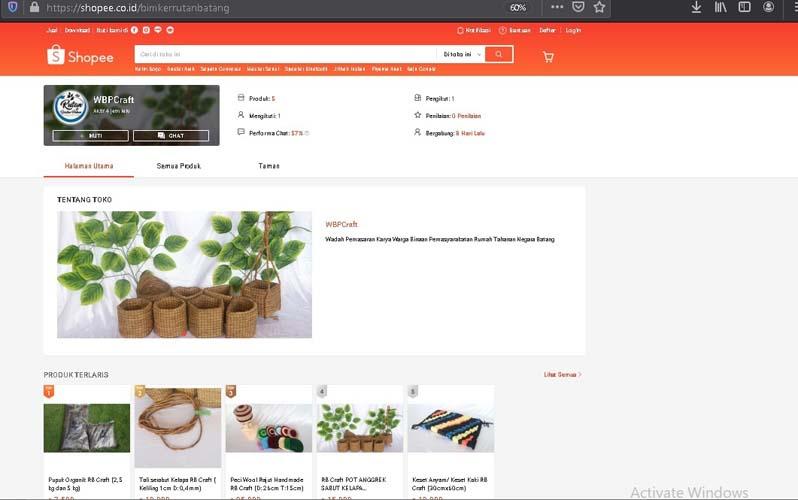 Produk Karya Warga Binaan Rutan Batang Rambah Pasar Online