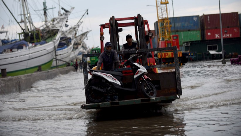 Tanggul Jebol, Pelabuhan Sunda Kelapa Terendam Banjir Rob - Bagian 5