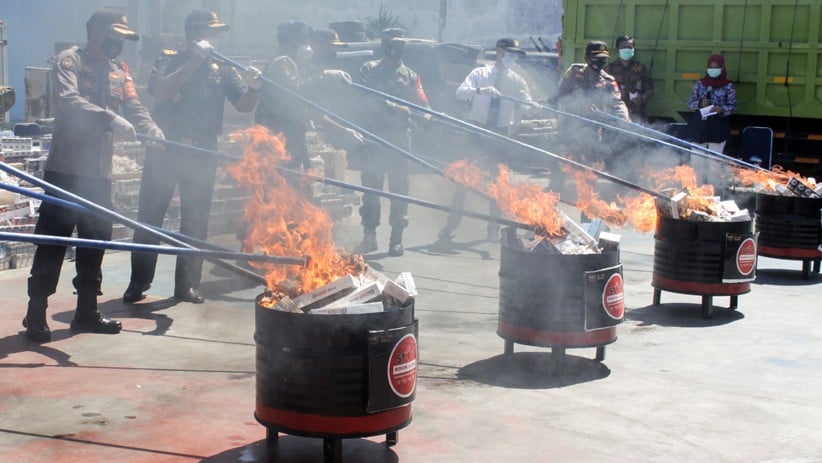 Jutaan Batang Rokok Ilegal Dimusnahkan Bea Cukai Sidoarjo - Bagian 1