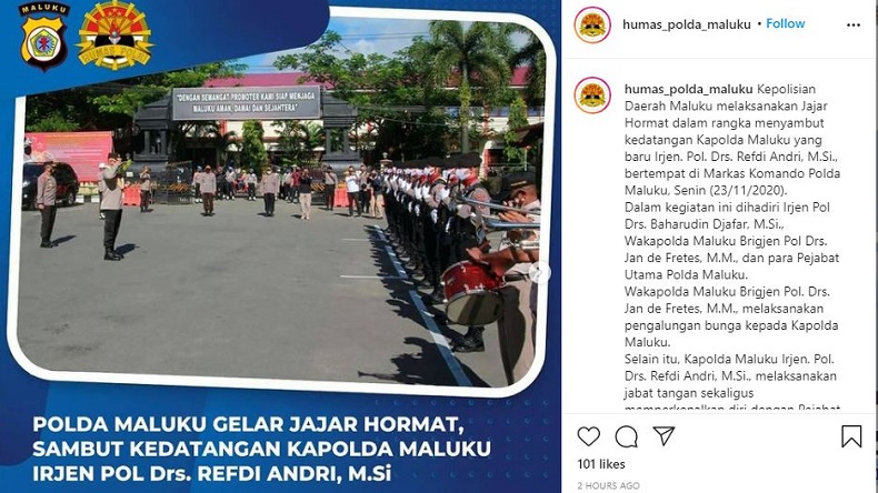 Pergantian Kepemimpinan, Polda Maluku Gelar Jajar Hormat dan Acara Sertijab