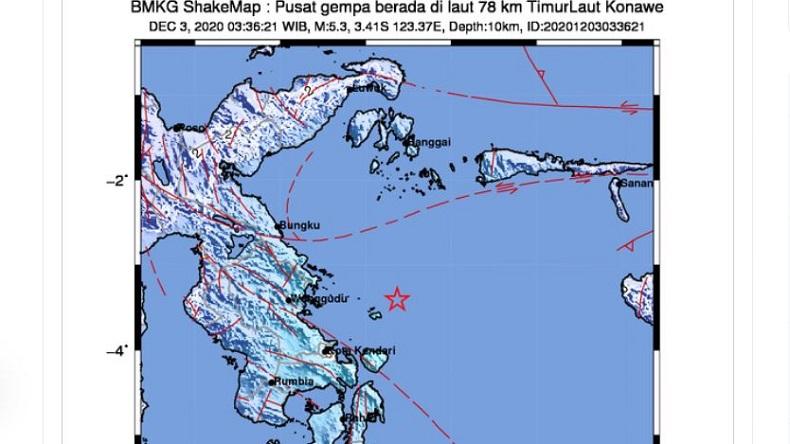 Gempa M5,3 Guncang Kendari, Tidak Berpotensi Tsunami