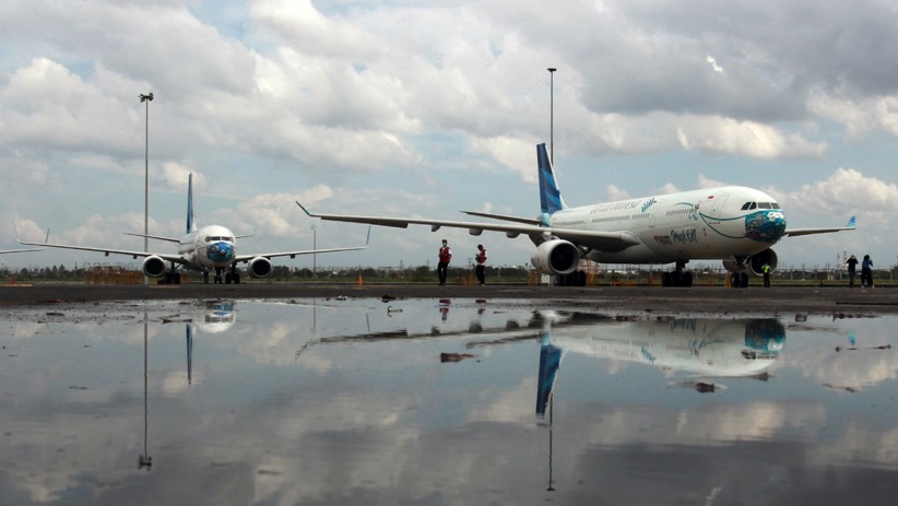 Penampakan Pesawat Garuda Indonesia Pakai Masker - Bagian 2