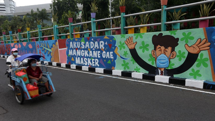 Mural Protokol Kesehatan Bertebaran di Surabaya