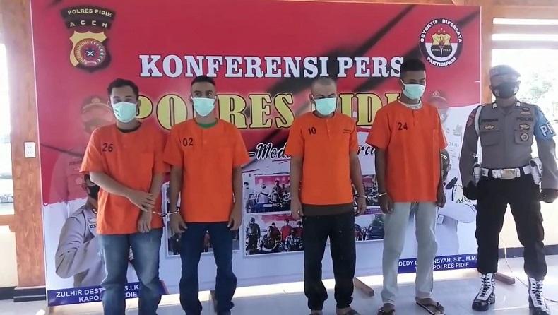 4 Maling Motor di Pidie Ditangkap Polisi,  Belasan Motor Diamankan sebagai Barang Bukti
