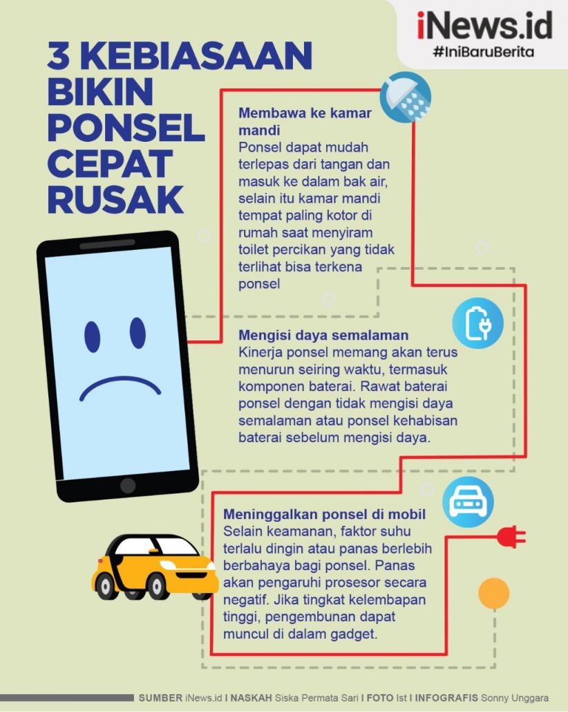 Infografis 3 Kebiasaan Bikin Ponsel Cepat Rusak