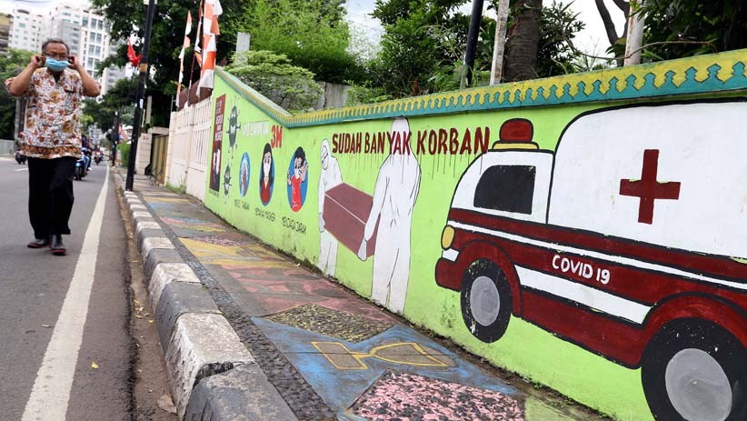 Angka Penularan Covid Tinggi, Mural Protokol Kesehatan Bertebaran di Jakarta - Bagian 3