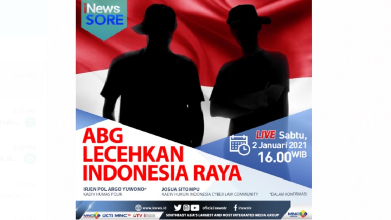 Inews Sore Live Di Inews Dan Rcti Sabtu Pukul 16 00 Polisi Tangkap Abg Peleceh Indonesia Raya