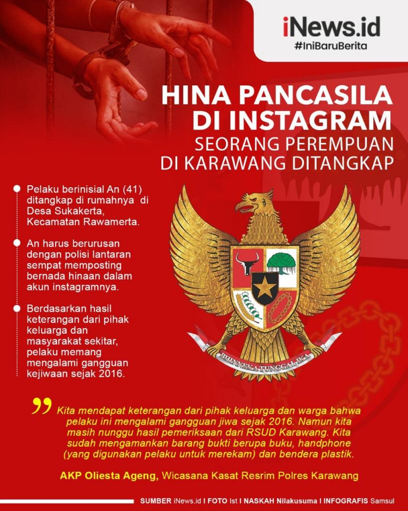Infografis Hina Pancasila di Instagram, Seorang Perempuan di Karawang Ditangkap