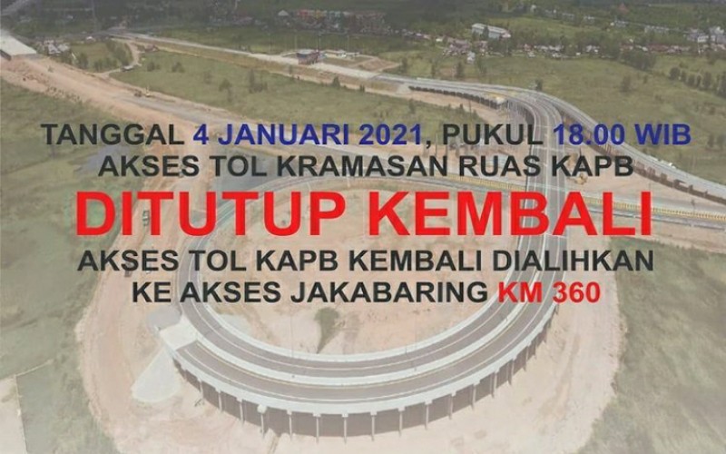 Gerbang Tol Kramasan Ditutup, Akses ke Lampung Kembali ke Jakabaring