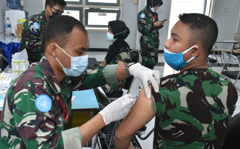 Cegah Covid-19, 199 Personel MTF TNI Garuda XXVIII-M Unifil Lebanon Disuntik Vaksin  