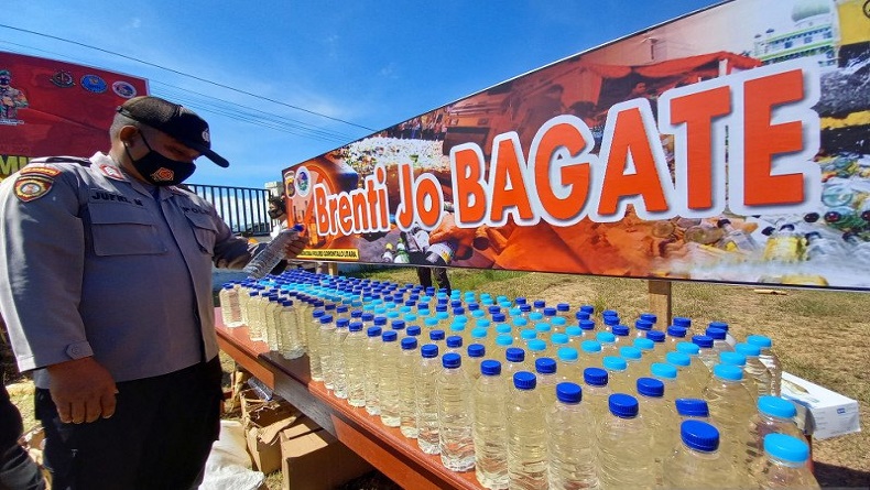 Polres Gorontalo Utara Musnahkan 2,8 Ton Minuman Keras Cap Tikus