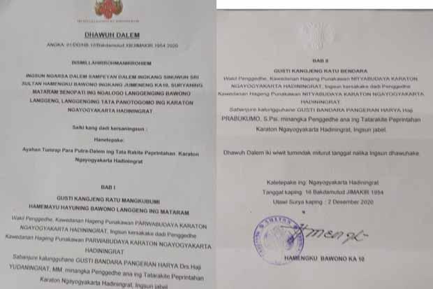 Gusti Prabu dan Gusti Yuda Dicopot dari Jabatannya di Keraton 