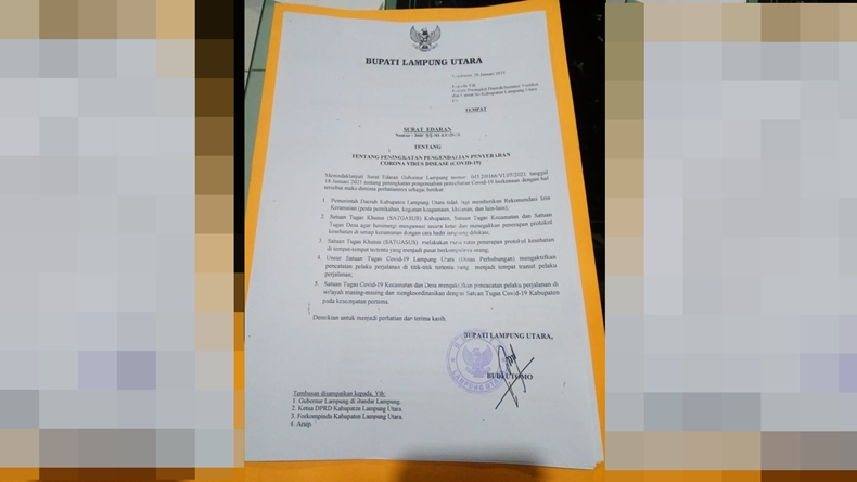 Zona Merah Covid-19, Warga Lampung Utara Tak Boleh Gelar Hajatan
