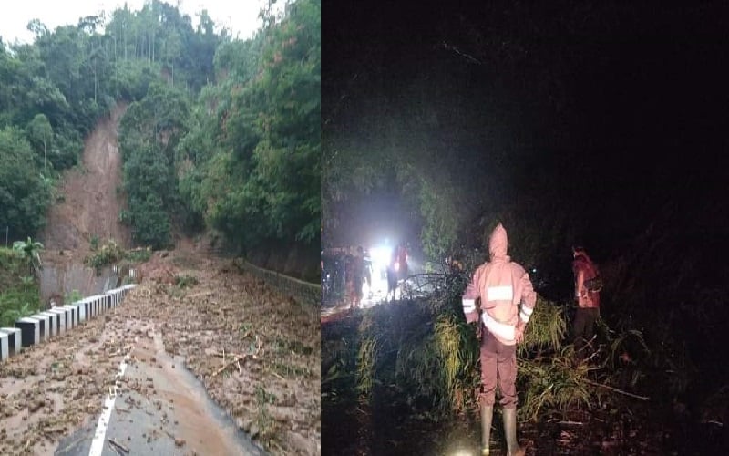 Hujan Lebat 3 Jam, Tanah Longsor Tutup Jalan Kuningan-Cikijing