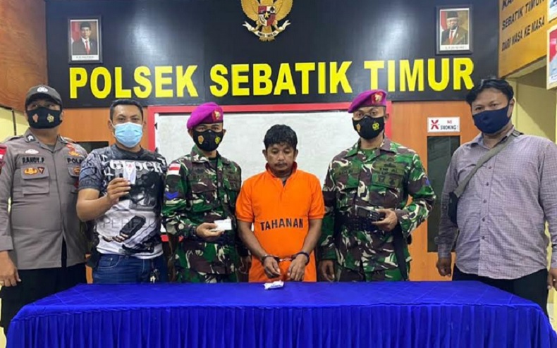 Satgas Marinir dan Polisi Tangkap Pengedar Sabu di Perbatasan Indonesia-Malaysia