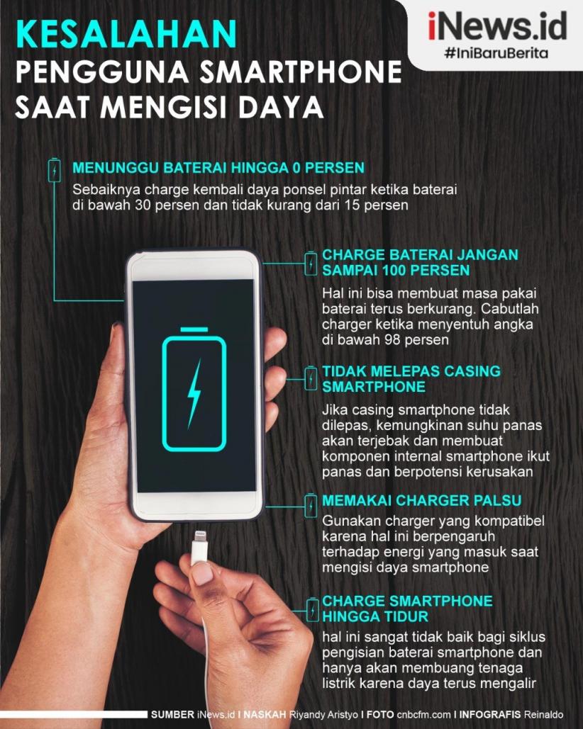 Infografis 5 Kesalahan Mengisi Daya, Bikin  Smartphone Cepat Rusak