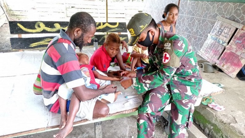 Pos TNI di Perbatasan Keerom-Papua Nugini Rawat 2 Bocah Terjangkit Malaria