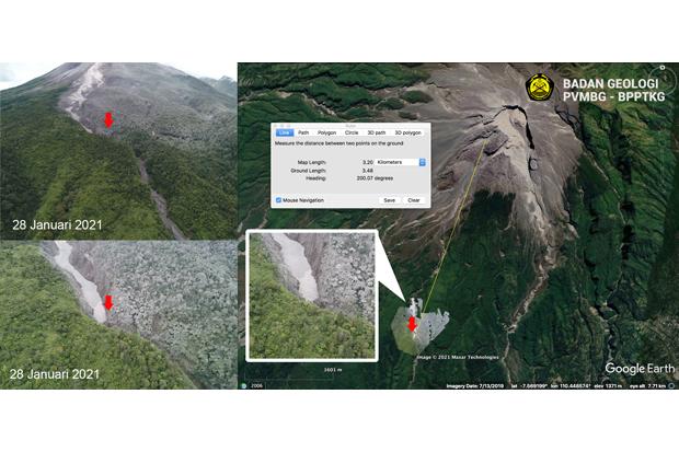 Hasil Foto Udara Jarak Luncur Awan Panas Merapi Ternyata Capai 3, 5 Km