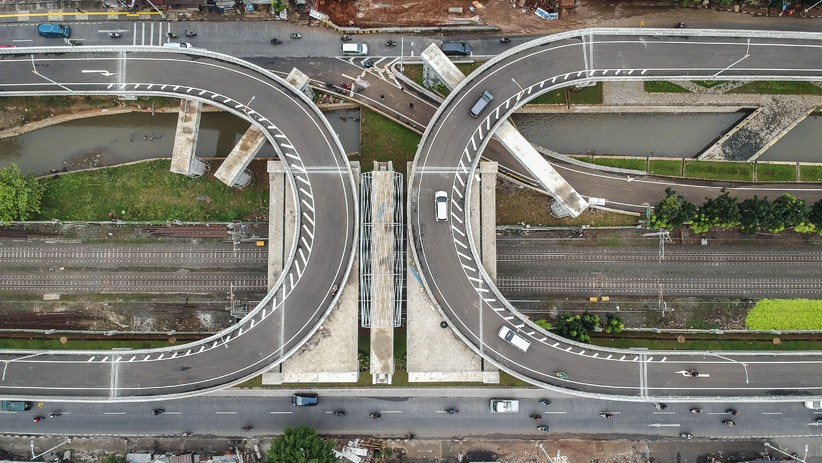 Penampakan dari Udara Fly Over Tapal Kuda Lenteng Agung Mulai Diuji Coba - Bagian 2