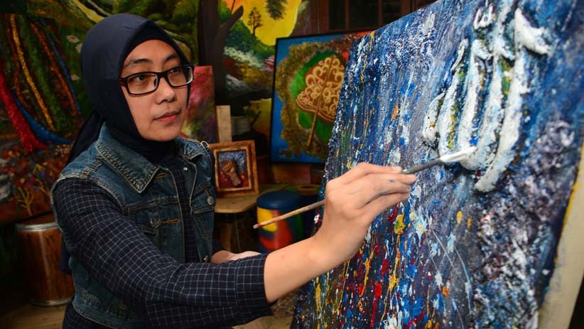 Lukisan Berbahan Dasar Serbuk Kayu Ini Dijual Rp45 Juta - Bagian 3