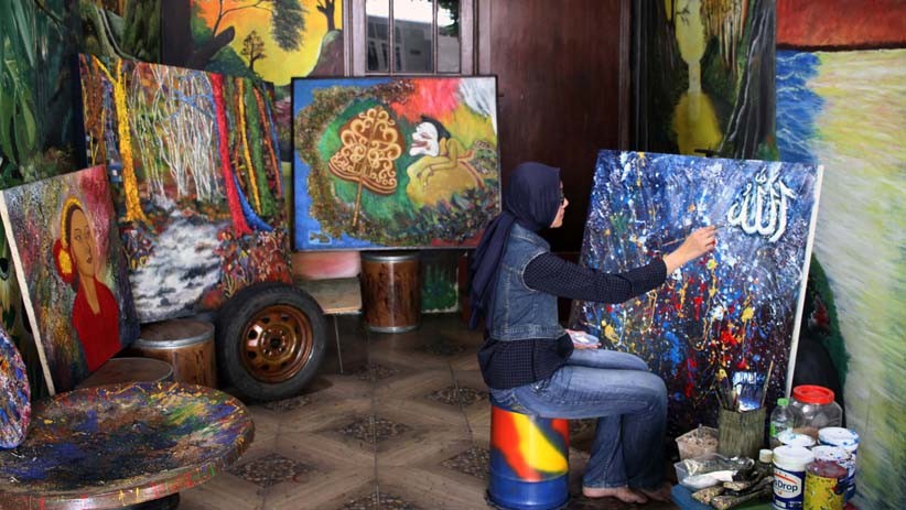 Lukisan Berbahan Dasar Serbuk Kayu Ini Dijual Rp45 Juta - Bagian 1