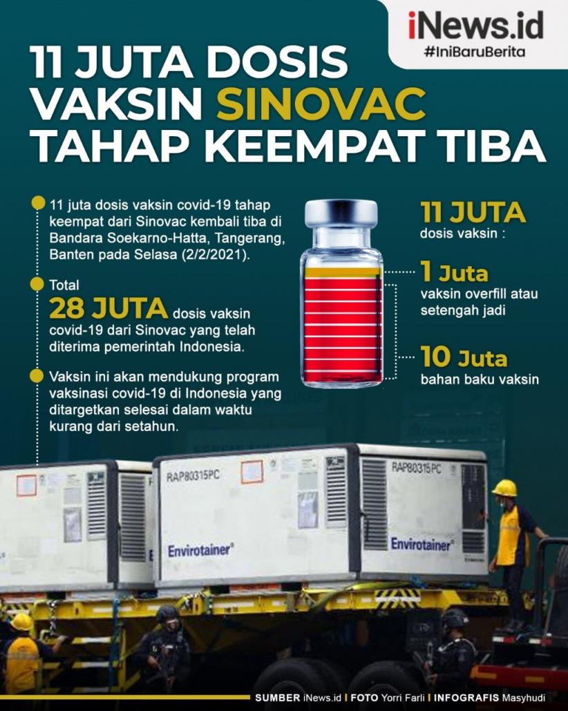 Infografis 11 Juta Dosis Vaksin Sinovac Tiba di Indonesia