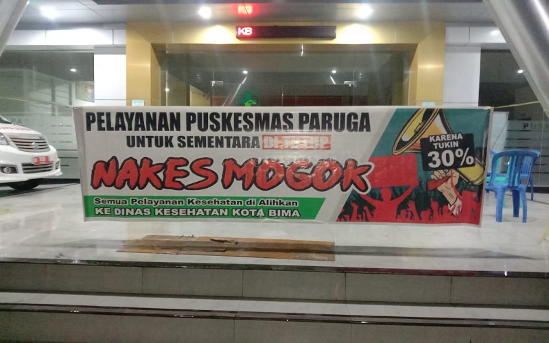 Beredar Spanduk Bertuliskan Nakes Mogok Kerja di Sejumlah Puskesmas Bima