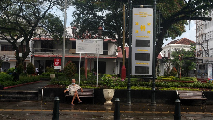 Kondisi Kawasan Kota Lama Semarang Masih Terendam Banjir