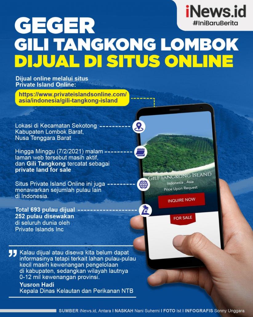 Gili Tangkong Lombok Dijual di Situs Online
