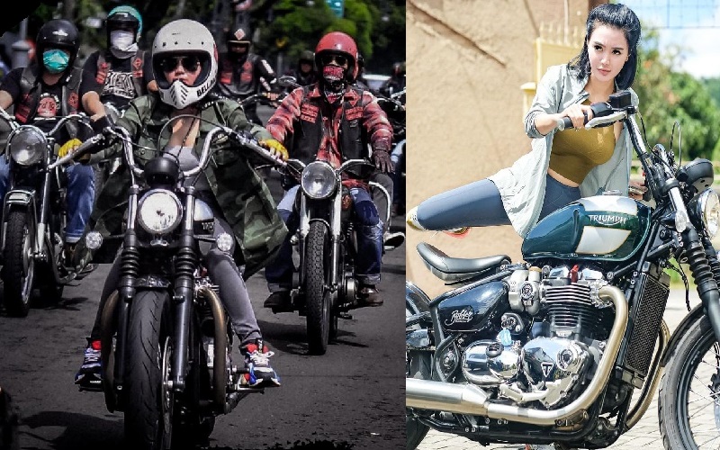 Melirik Cantiknya Wika Salim Naik Moge Membelah Jalanan Kota Bandung