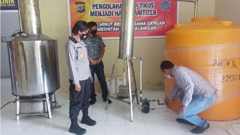 Inovatif, Polres Minut Ubah Barang Bukti Miras Cap Tikus Jadi Hand Sanitizer