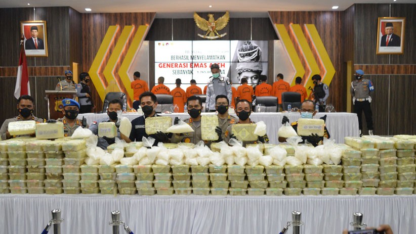 Penampakan 350 Kg Sabu dari Malaysia dan Timur Tengah Diamankan Polda Aceh