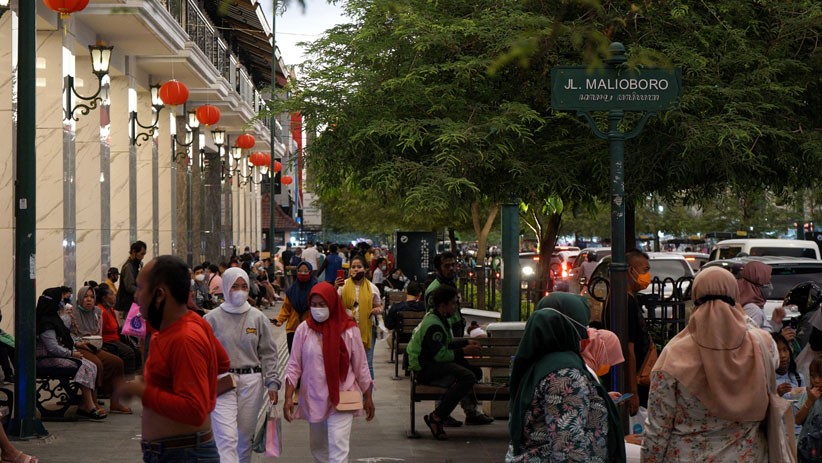 Suasana Kawasan Jalan Malioboro Yogyakarta Dipadati Wisatawan