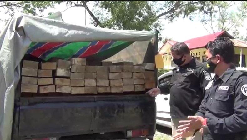 2 Pelaku Pembalakan Liar di Aceh Besar Ditangkap, Mobil Pikap Isi Kayu Meranti Diamankan