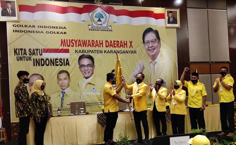 Terpilih Aklamasi, Putra Tunggal Bupati Juliyatmono Pimpin Partai Golkar Karanganyar