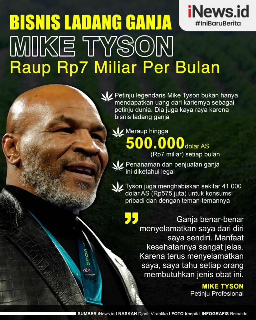 Infografis Bisnis Ganja yang Bikin Mike Tyson Raup Rp7 Miliar Per Bulan