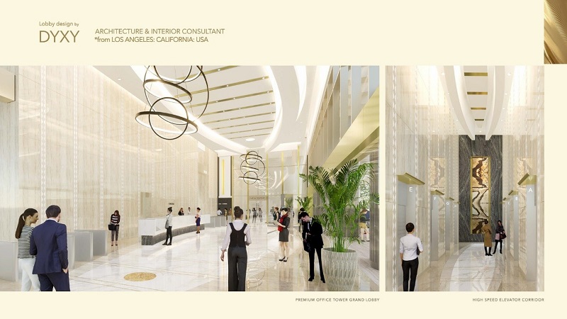 Facade kaca pada pintu masuk lobby Premium Office Tower memberikan penerangan yang maksimal dan balutan marmer impor menancapkan citra sebagai perkantoran premium di Kota Medan.